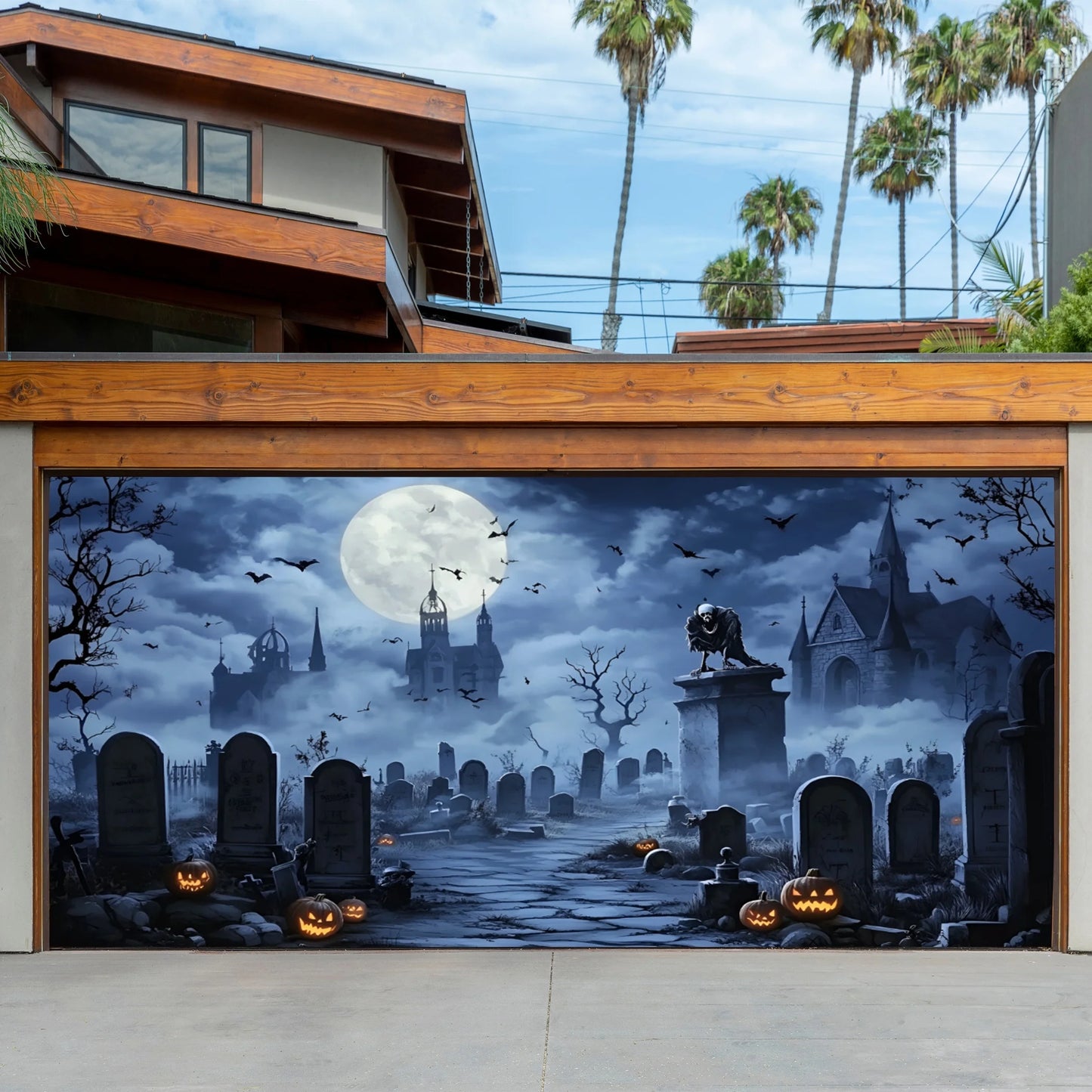 Golden Deal Peaks™ Spooky Garage Door Wrap — Instant Haunted House Transformation - Golden Deal Peaks
