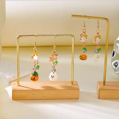 Golden Deal Peaks™ Halloween Asymmetrical Pumpkin & Ghost Earrings - Golden Deal Peaks