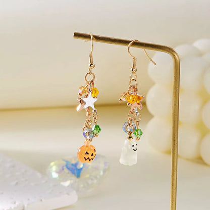 Golden Deal Peaks™ Halloween Asymmetrical Pumpkin & Ghost Earrings - Golden Deal Peaks