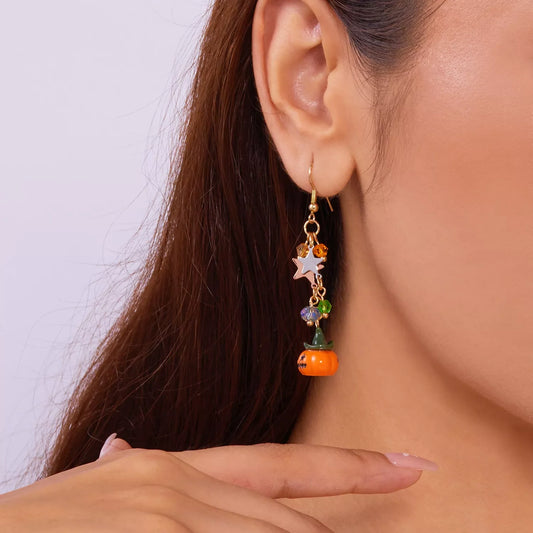 Golden Deal Peaks™ Halloween Asymmetrical Pumpkin & Ghost Earrings - Golden Deal Peaks