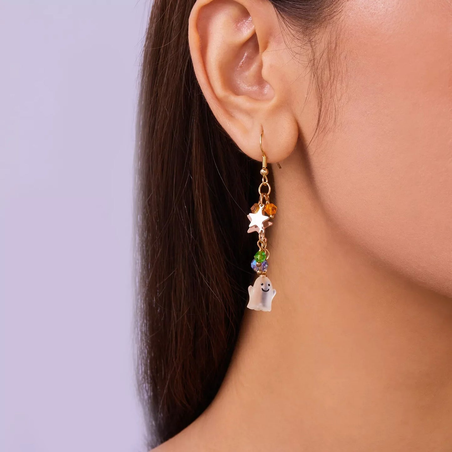 Golden Deal Peaks™ Halloween Asymmetrical Pumpkin & Ghost Earrings - Golden Deal Peaks