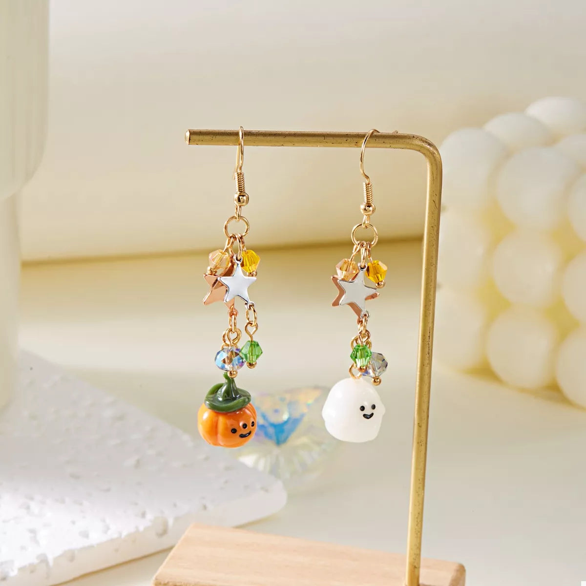 Golden Deal Peaks™ Halloween Asymmetrical Pumpkin & Ghost Earrings - Golden Deal Peaks