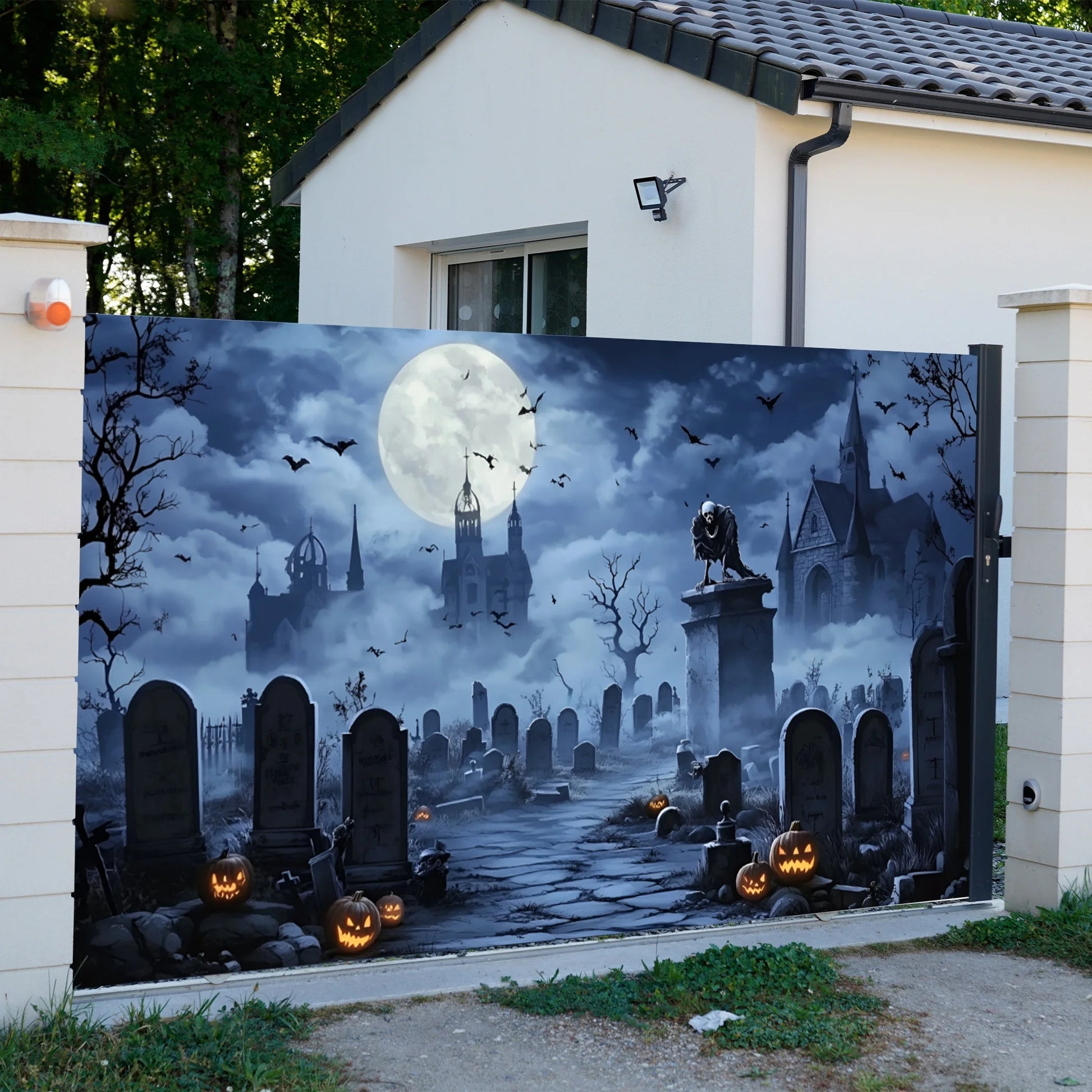 Golden Deal Peaks™ Spooky Garage Door Wrap — Instant Haunted House Transformation - Golden Deal Peaks