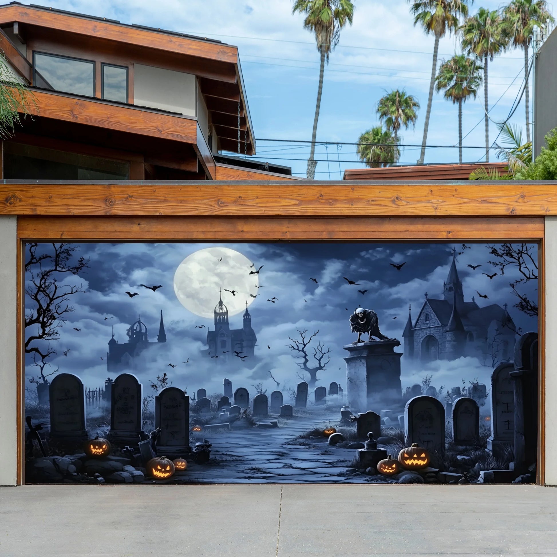 Golden Deal Peaks™ Spooky Garage Door Wrap — Instant Haunted House Transformation - Golden Deal Peaks