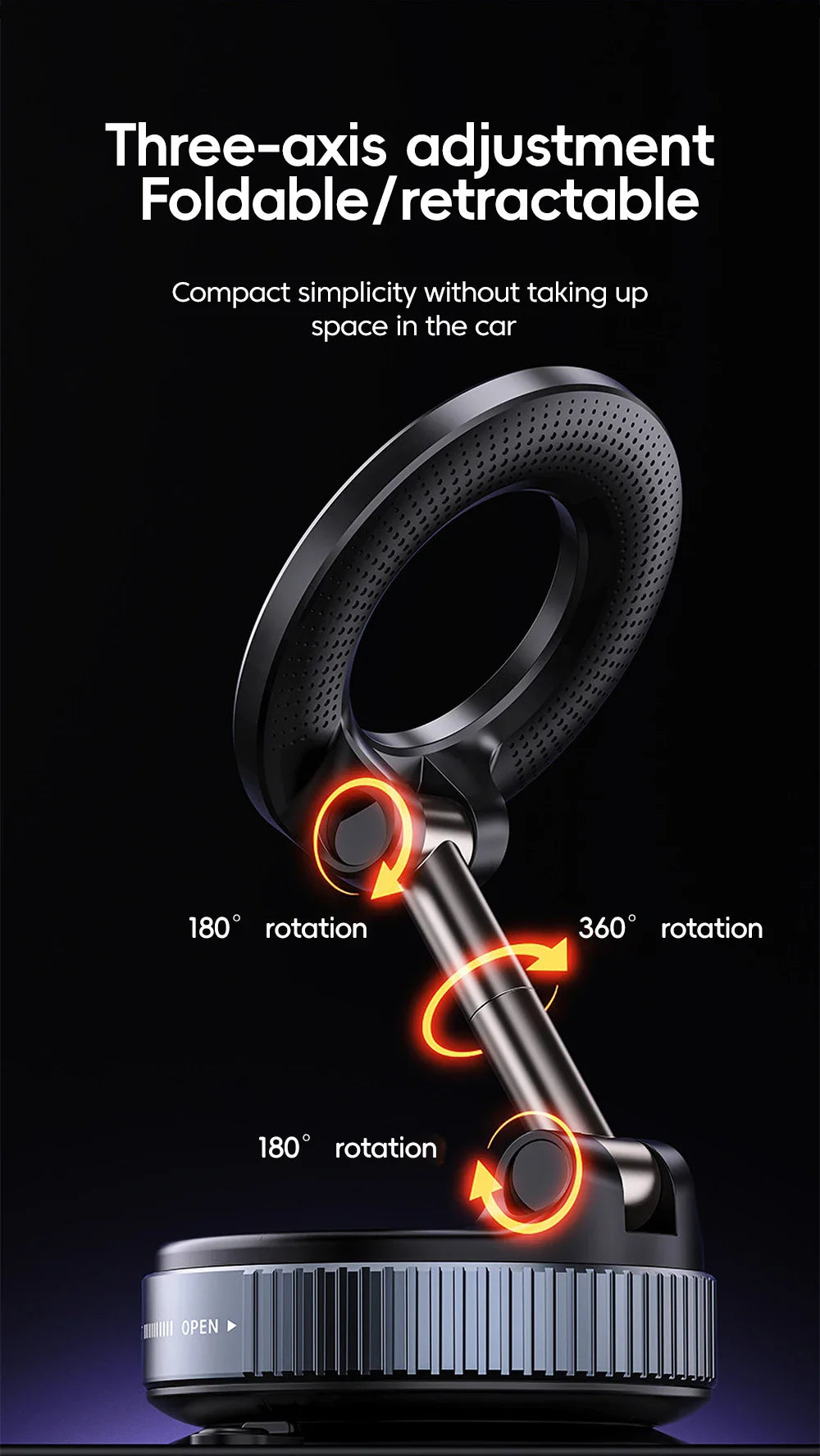 Golden Deal Peaks™ Magnetic 360° Car Holder — Suction Mount for Dash & Windshield - Golden Deal Peaks