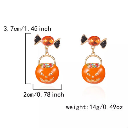 Golden Deal Peaks™ Halloween Rhinestone Pumpkin Dangle Earrings - Golden Deal Peaks