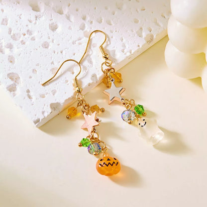 Golden Deal Peaks™ Halloween Asymmetrical Pumpkin & Ghost Earrings - Golden Deal Peaks